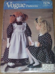 7376 VOGUE 40' TODDLER SIZE RAG DOLL, DRESS, PINAFORE PATTERN uncut